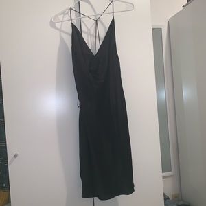 Cowel neck slip dress with chain straps
